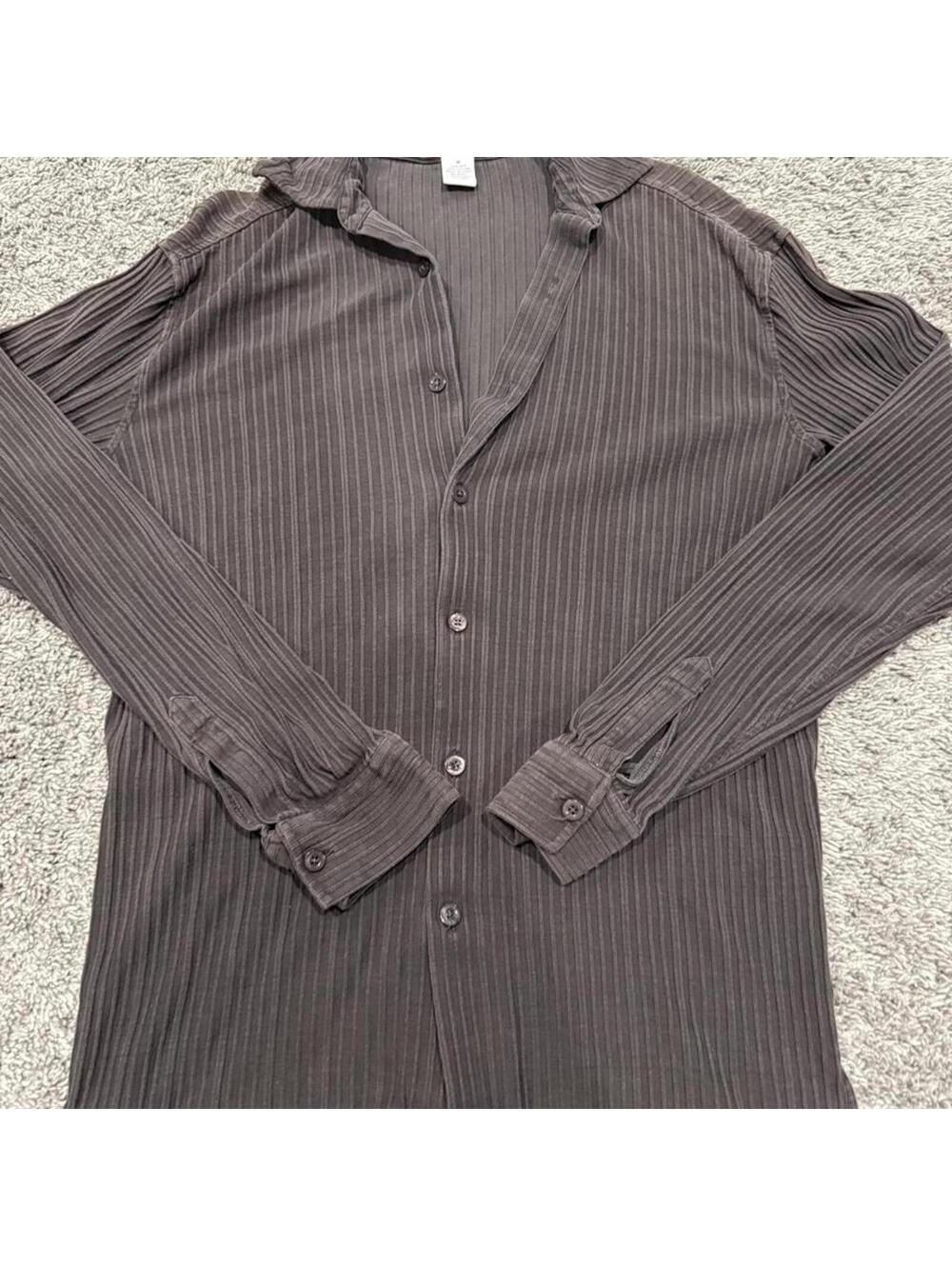 Anthology Brown Ribbed Button-Up Shirt